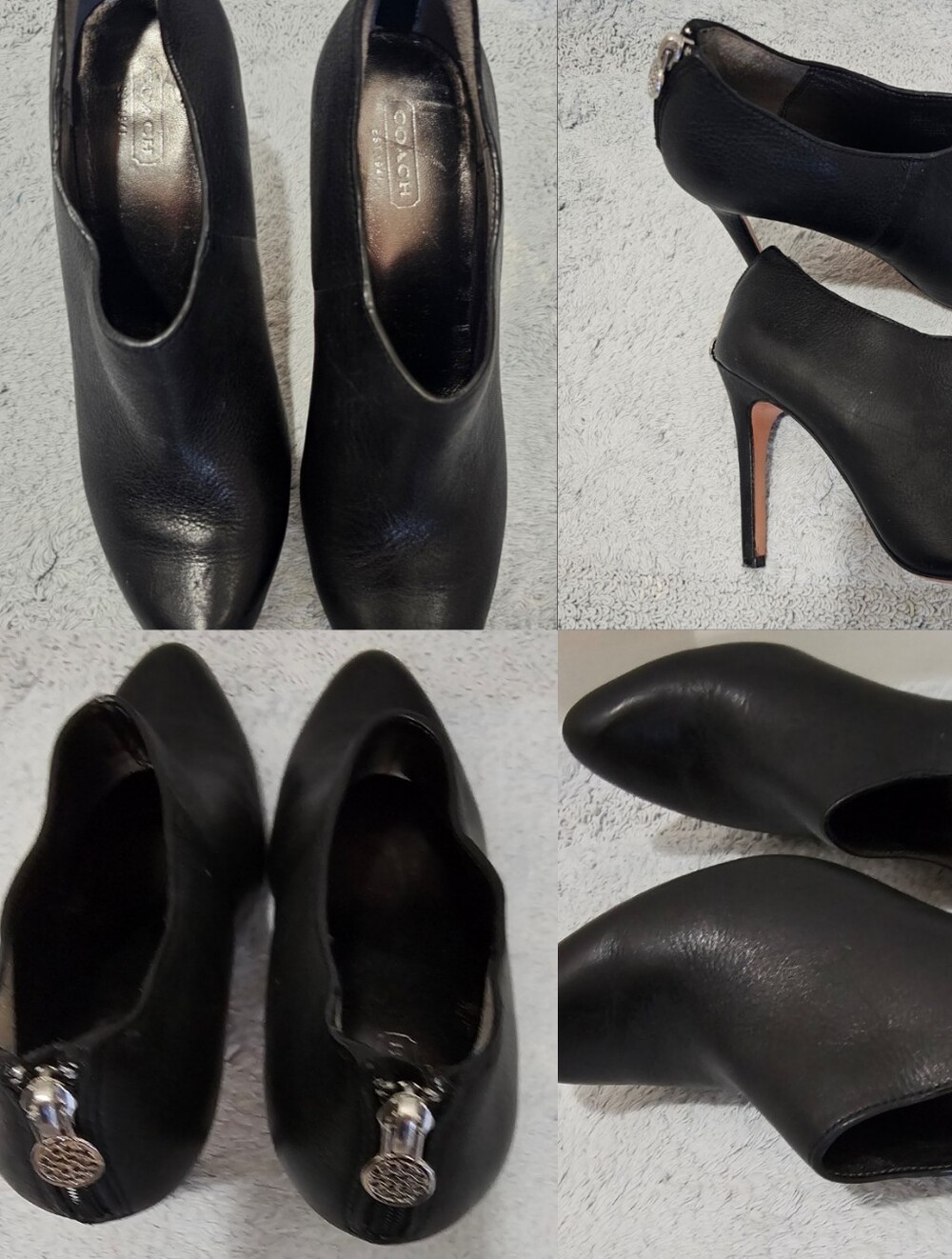 Coach Black Leather High Heel Booties